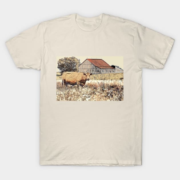 Red Roof and Cow 1-P T-Shirt by MaryLinH